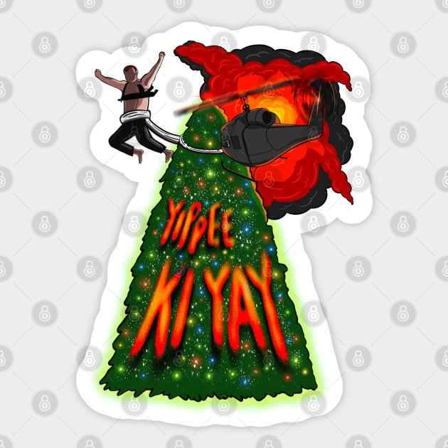 Die Hard Movie Nakatomi Christmas Tree Sticker by Jamie Collins